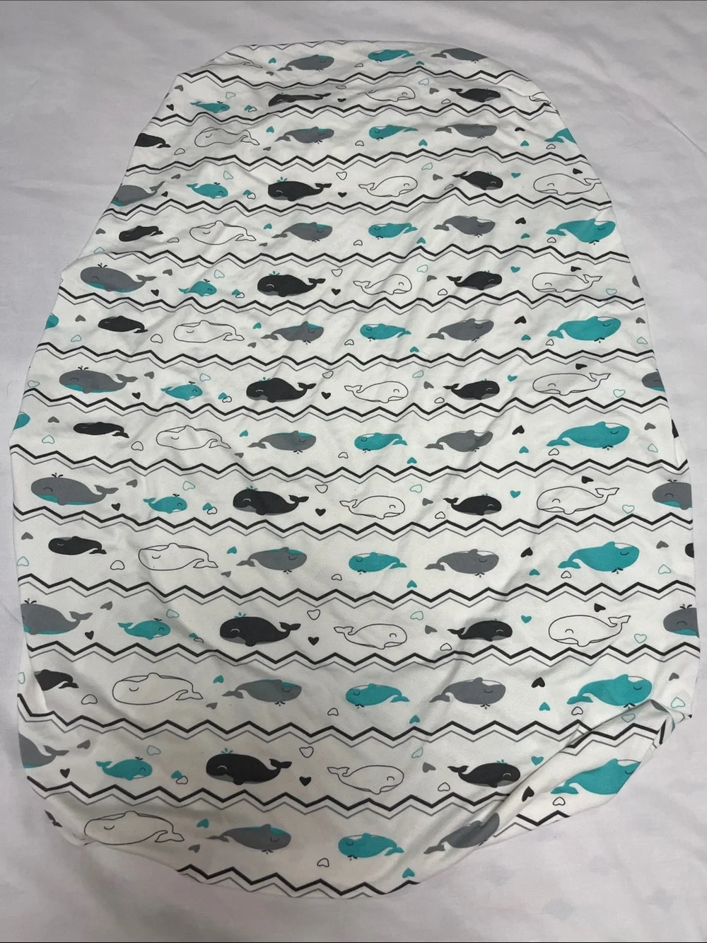 Pack and Play Unisex Elephant & Whale Fitted Crib Sheets - Gray & White